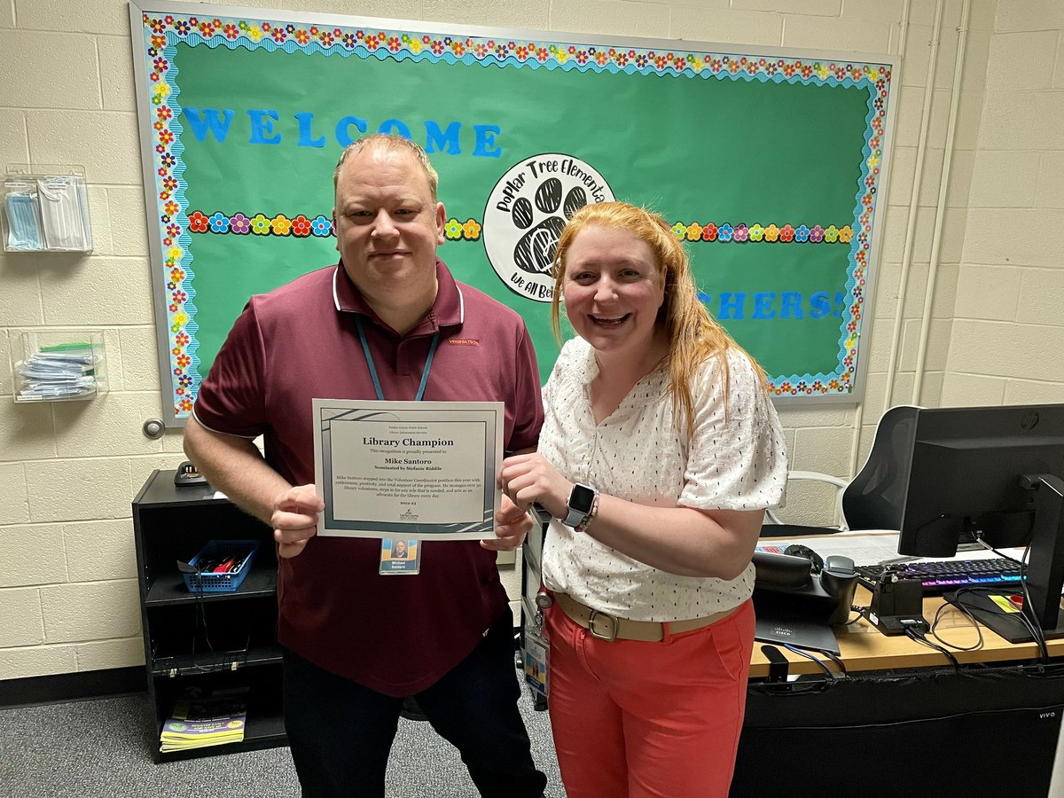 Stefanie Riddile (@mrsriddilereads) on Twitter photo Awesome Library Volunteer Coordinator Mike Santoro received the Library Champion award in recognition for the countless ways he helps and supports the <a href="/PoplarTreeLib/">Poplar Tree Library</a>. Thank you for all you do Mike! I am so grateful π€©π Awesome Library Volunteer Coordinator Mike Santoro received the Library Champion award in recognition for the countless ways he helps and supports the <a href="/PoplarTreeLib/">Poplar Tree Library</a>. Thank you for all you do Mike! I am so grateful π€©π