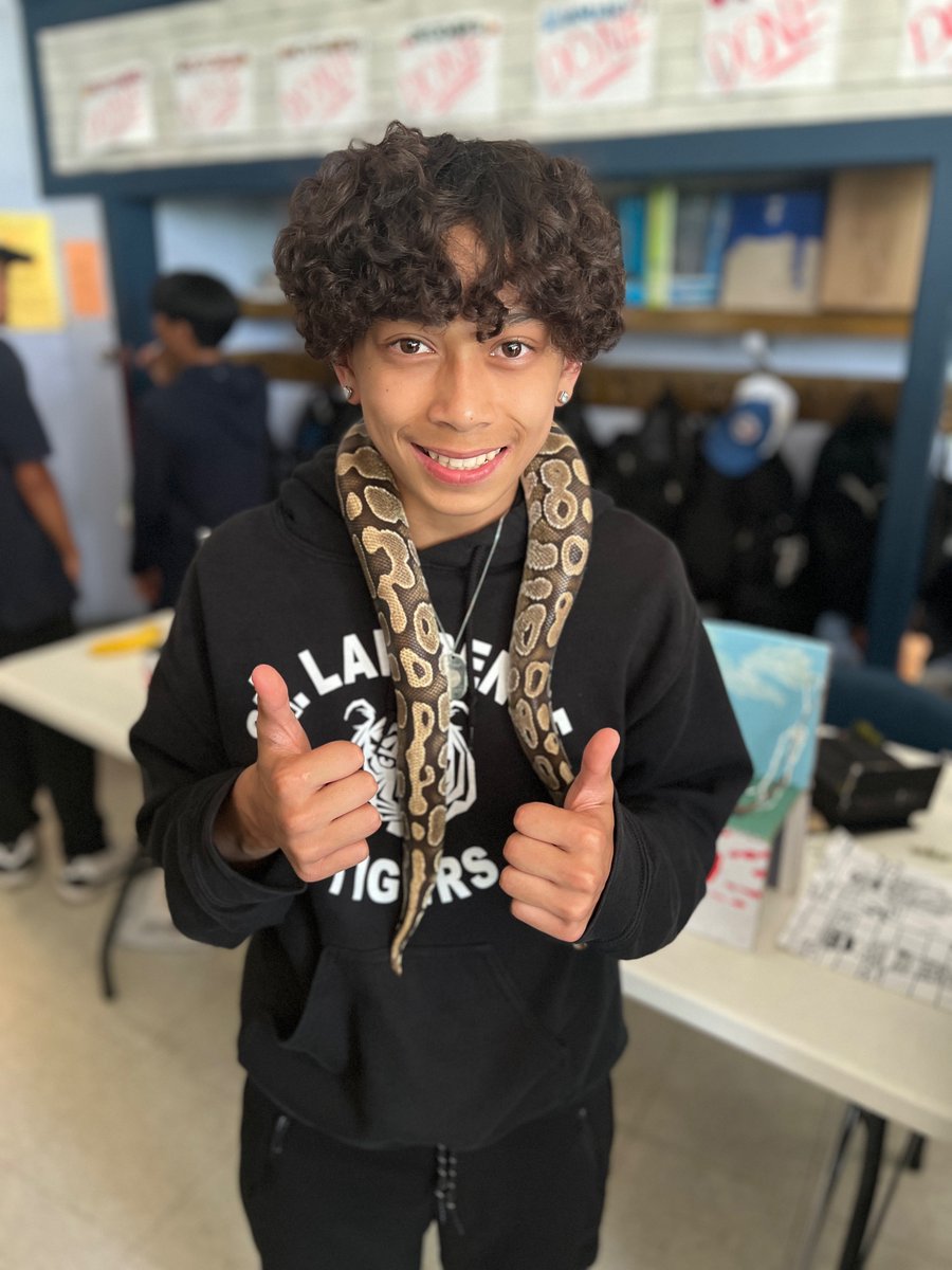 Brought two of my snakes to show my class today and by lunch I had quite the crowd of other students at my door for their turn to hold either Sal or Rio! Now I have to bring them back next week to share with the rest of <a href="/StLawrenceCS/">St. Lawrence CS</a>