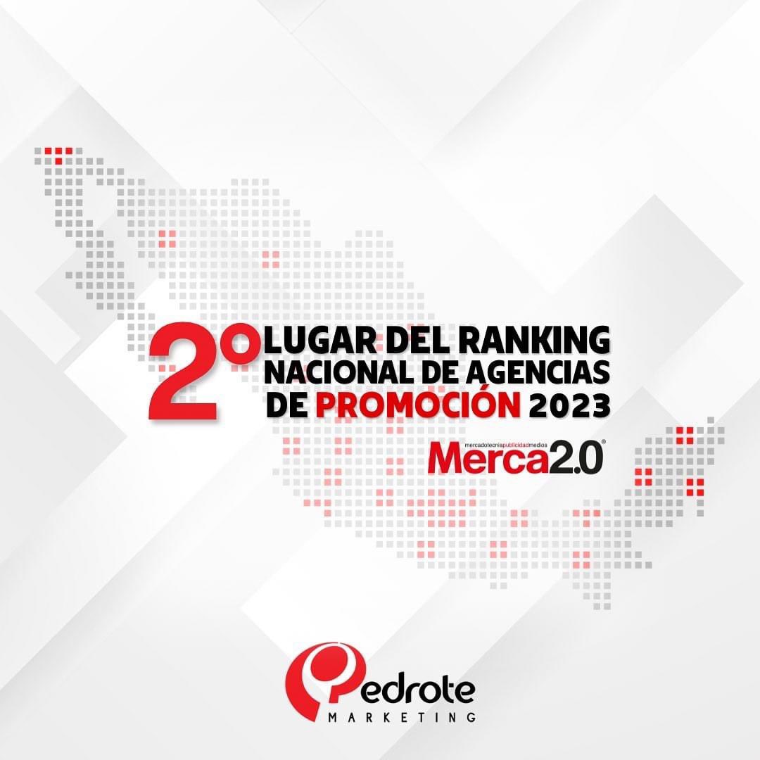 Estamos felices de compartirles que nos encontramos en la 2ª posición del Ranking Nacional de Agencias de Promoción 2023, publicado por la revista <a href="/Merca20/">Merca2.0</a> 

Estamos agradecidos con nuestros clientes, amigos y el increíble equipo que conforma a la Agencia más premiada de México.