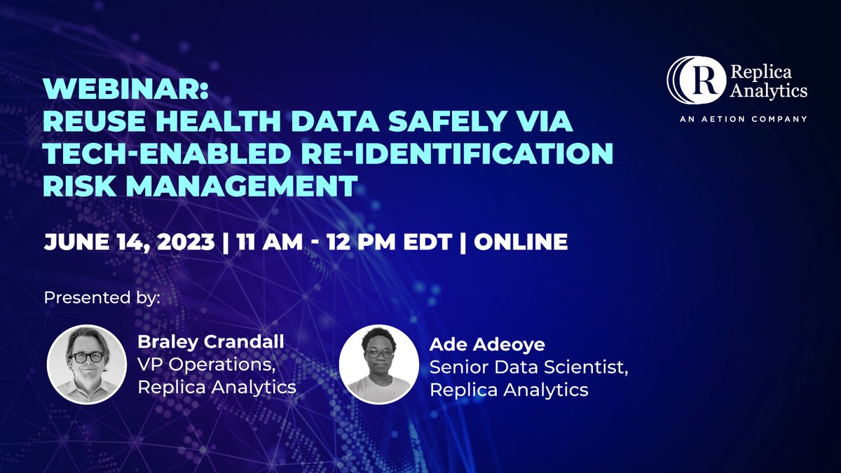 Learn how our methods &amp; AI/ML powered technology for data synthesis have helped health data providers reduce risk and create opportunities. Sign up to this free webinar here: bit.ly/42ldObJ #healthdata #dataprivacy #syntheticdata