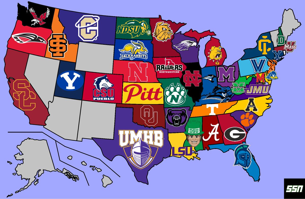 Most recent CFB National Champ (FBS, FCS, D2, D3, NAIA I) from each state. 

Retweet if your school is representing!