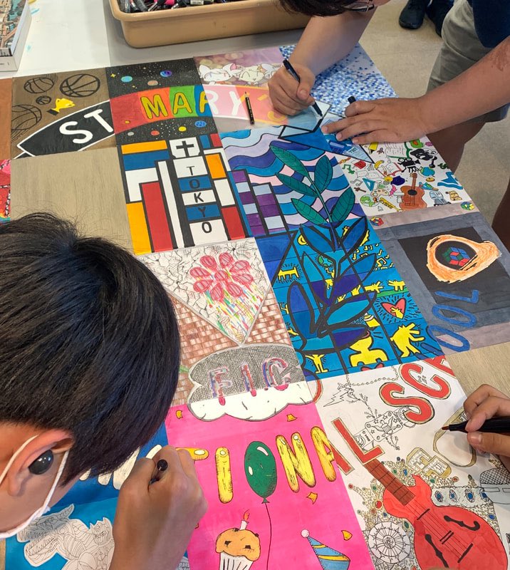 MrsRamosVirley's tweet image. Extremely pleased with the outcome of the Grade 6, 7 &amp;amp; 8 collaborative mural #artteaching #creativity #collaborativeart #artteacher #arteducation