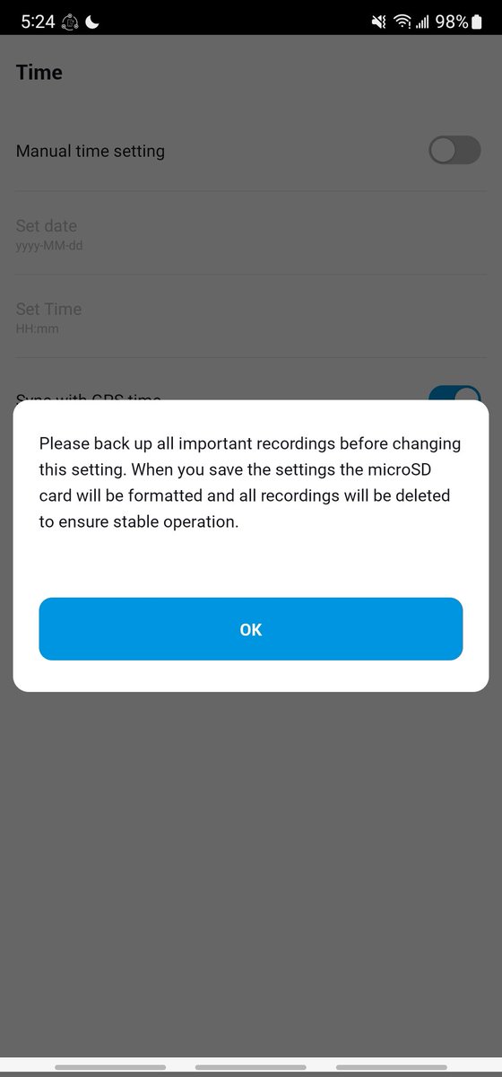 RustyG's tweet image. I cannot STAND this bug in the @BlackVue app... Why does UPDATING MY TIME force and SD card format???
It's soooooo dumb.
#badui #badexperience #badcoding #poordesign #poorcoding