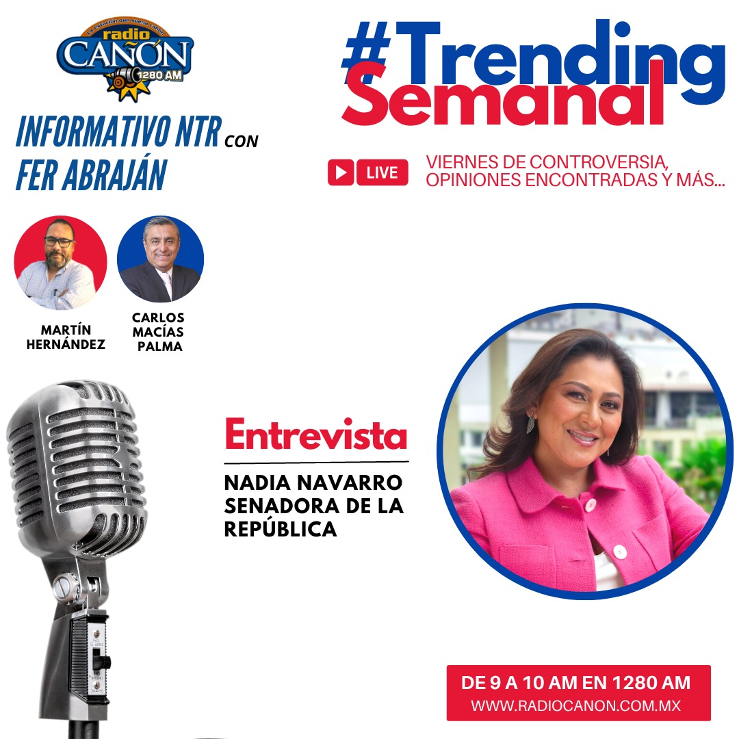 FerAbrajan1's tweet photo. Mañana en el #TrendingSemamal de @WRadioPue nos acompañará la senadora de #Puebla, @Nadia_NavarroA 
¡No se lo pueden perder! En 1280am y https://t.co/PK5JzvE5hM https://t.co/4WhDKq8PYh