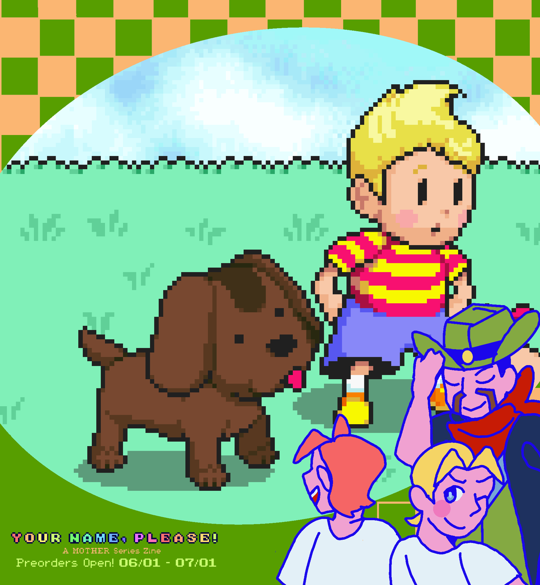 Retro64__'s tweet photo. I'm excited to say that I was given the opportunity to join the @motherzine Your Name Please!
Here's a preview of my piece!
Everyone who contributed did a fantastic job, please check it out, It's up for pre-order now! 🌏📷
#EarthBound #MOTHER2 #MOTHER #MOTHER3 #EB64 https://t.co/fkuGKKObka