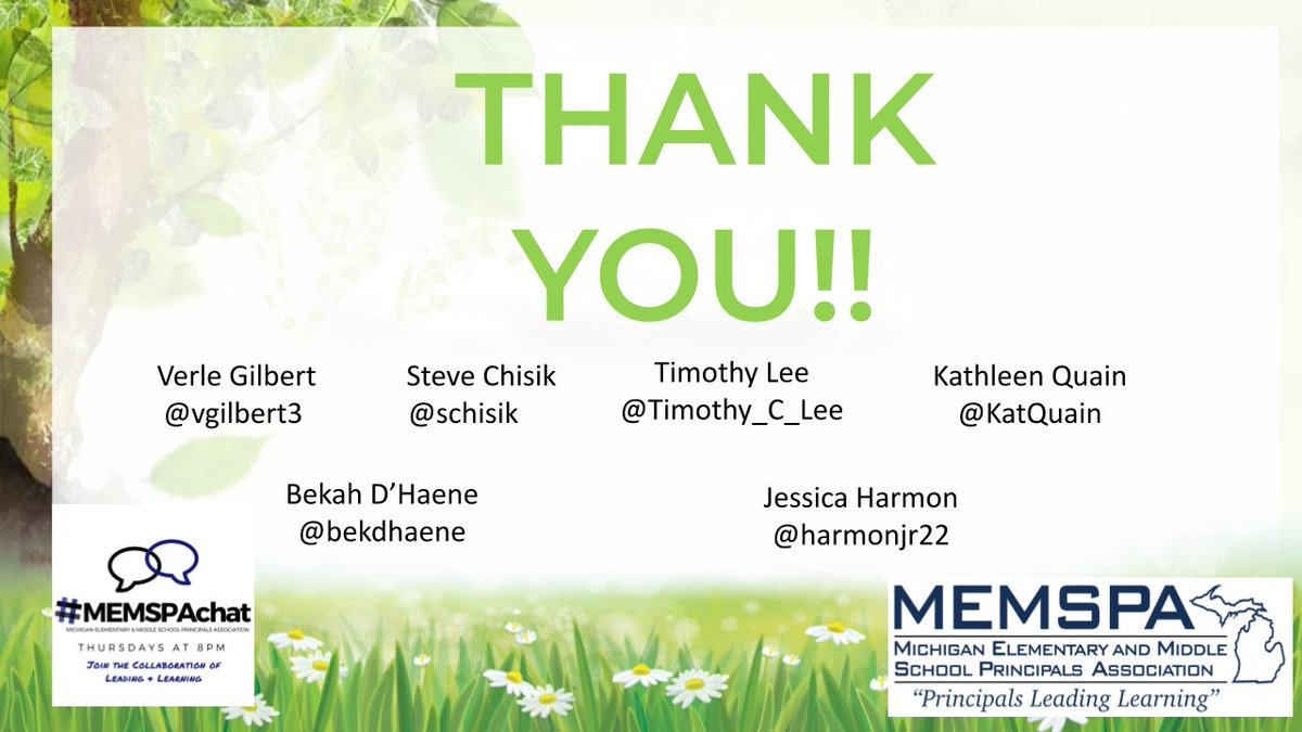Thank you for joining us tonight! Join us again next week on Thursday at 8 p.m. #MEMSPAchat