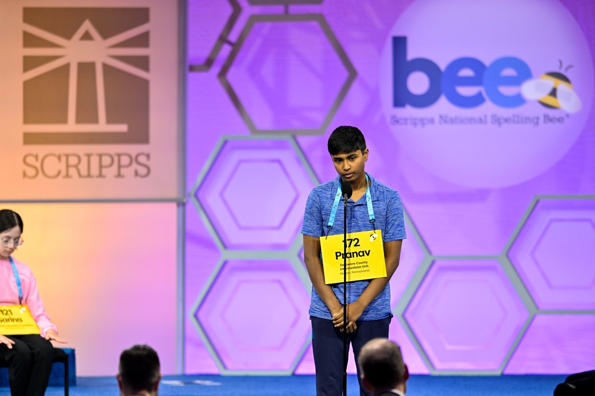 ScrippsBee's tweet photo. #Speller172 Pranav Anandh loves competing and that includes robotics competitions. He's even represented the United States in the 2021-2022 World Robotics Olympiad. @WROOfficial #spellingbee https://t.co/muOetEJ4Ps