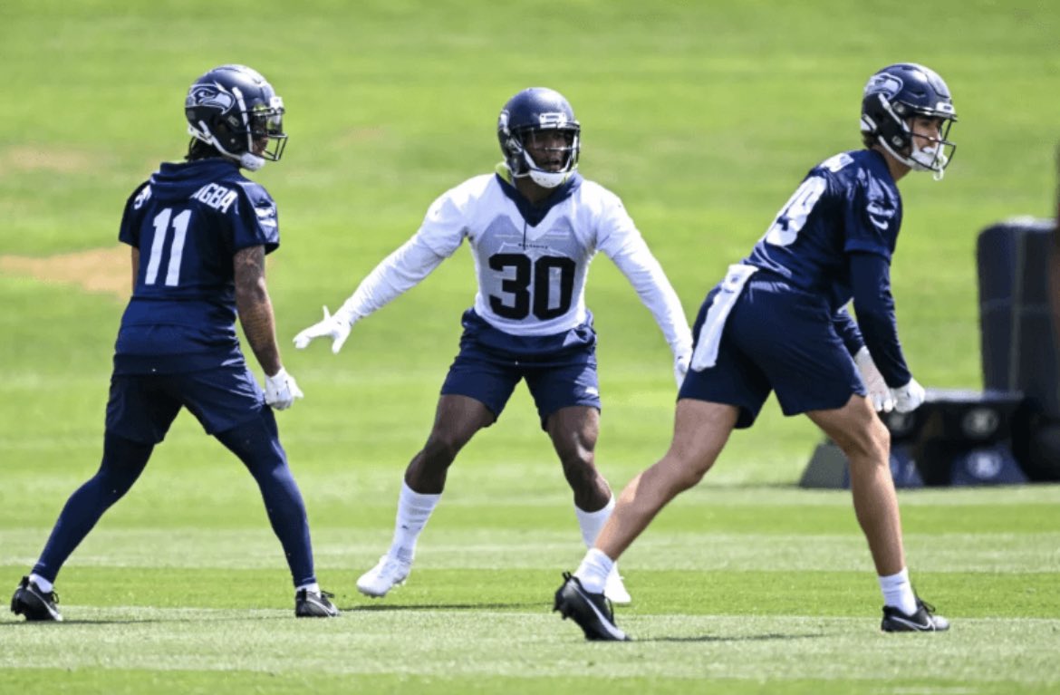 #Seahawks OTAs, our third look: 

• Injury updates on Jamal Adams, Tariq Woolen, Jordyn Brooks and Bryan Mone 
• another really, really good day from Michael Jackson 
• The Jake Bobo Show 
• Center battle, Devon Witherspoon close to full speed + more theathletic.com/4573292/2023/0…