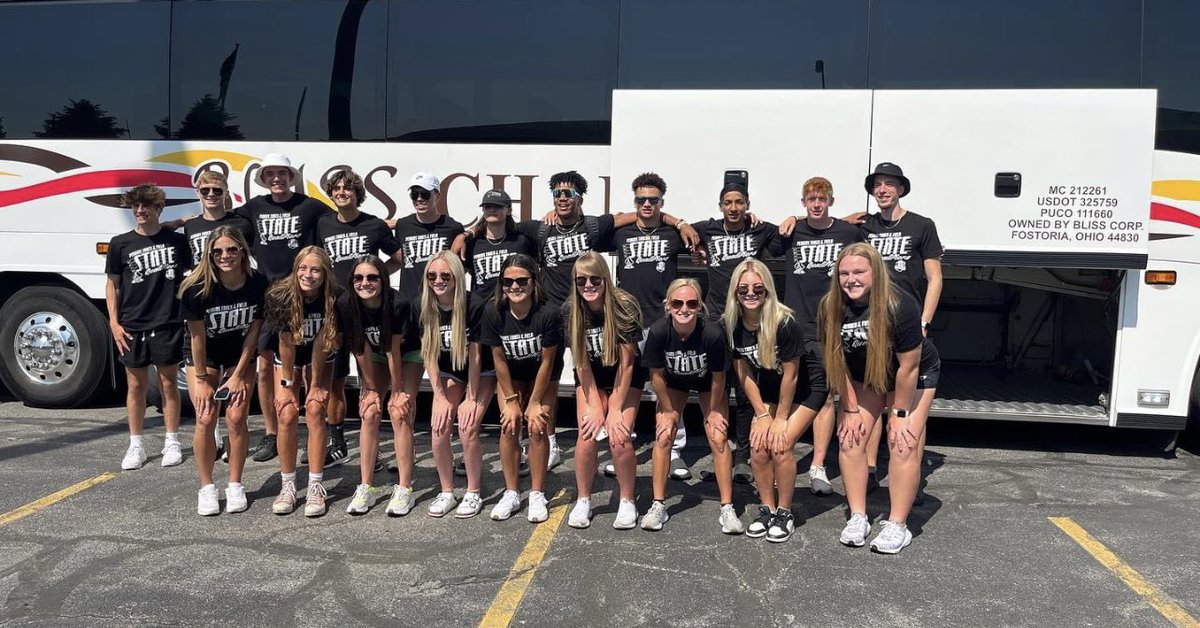 Good Luck, Pirates— the PHS Track departed for Columbus this morning for the State Championship meet. #GoPirates #PerkinsNow #PerkinsPride🏴‍☠️#PirateWay