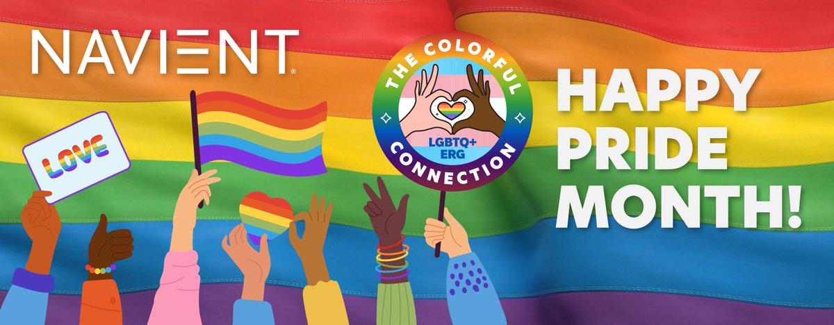 #HappyPrideMonth from #TeamNavient! 🏳️‍🌈 One of our core Navient values is we are always #StrongerTogether. That's why we support and uplift the LGBTQ+ community each and every day to achieve a more equitable workplace where everyone can thrive. #PrideMonth #PrideMonth2023