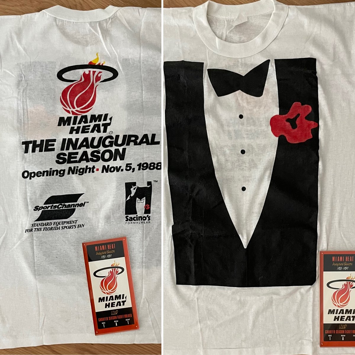 FinkelmanLaw's tweet photo. I’ve been about that #HEATlife & #HEATCulture for 35 years! This shirt and ticket have been with me since the actual very first Miami Heat game ever and through all 7 #NBAFinals. Can’t believe we’ve made it back again. LETS GO @MiamiHEAT! https://t.co/k7W8gX6byc