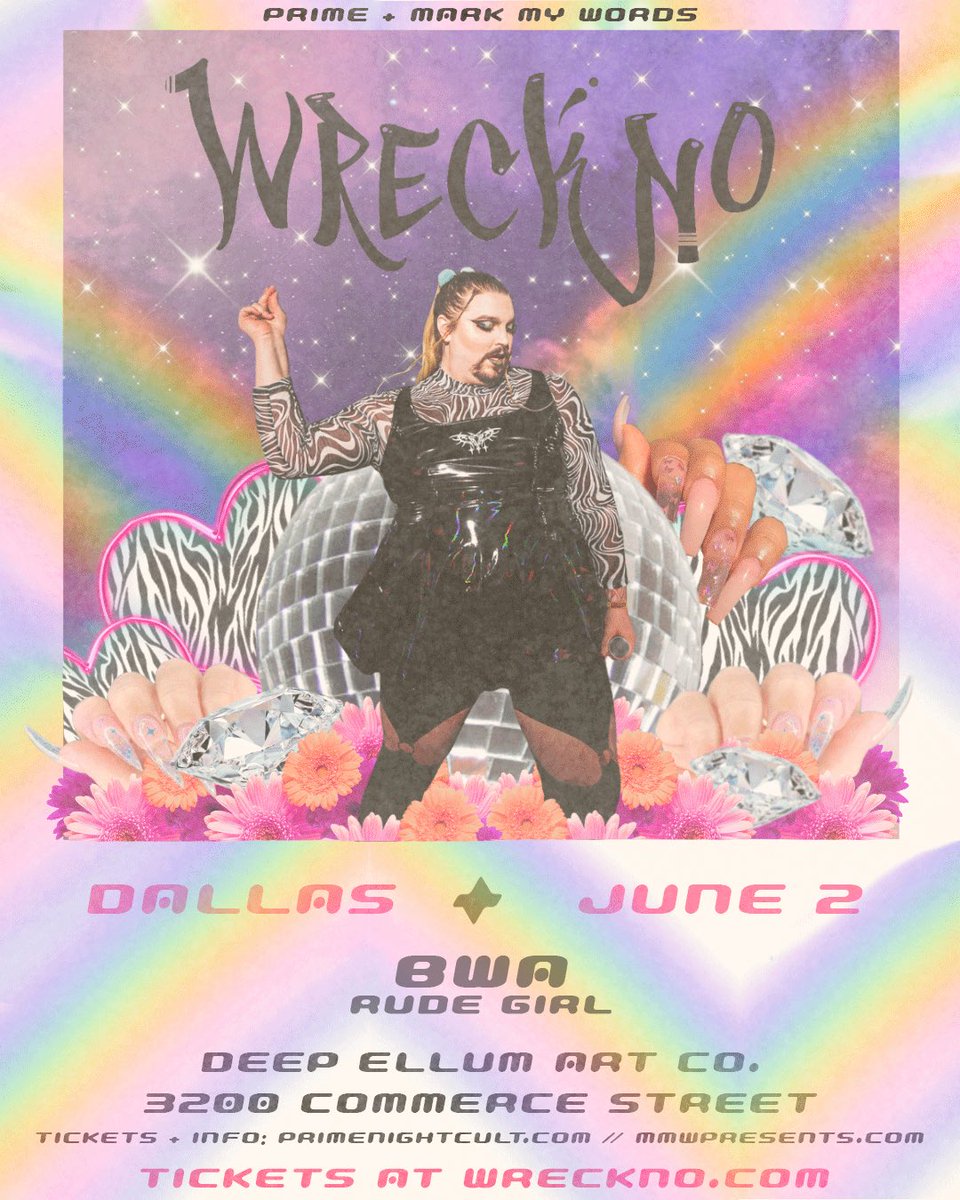 DALLAS! — Happy Pride Month 🏳️‍🌈🏳️‍🌈
We’re giving away a pair of tickets to see <a href="/wreckno/">Wreckno 🦋</a> this Friday at Deep Ellum Art Company!  Here’s how to enter:

• LIKE &amp; RETWEET
• TAG YOUR BESTIES
• FOLLOW US &amp; <a href="/PRIMENIGHTCULT/">PRIME</a> 
• WINNER CHOSEN FRIDAY @ 5PM

Good luck everyone! 🍀🫶🍀