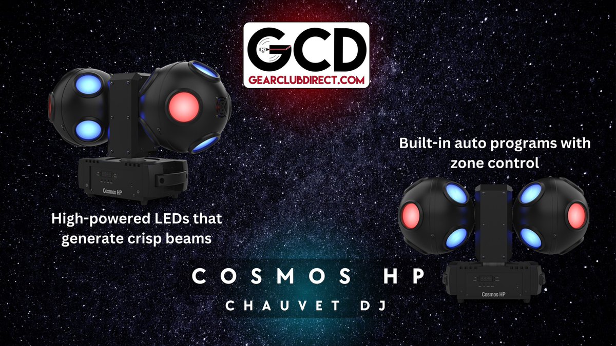 Welcome to a whole new universe of astronomical party lighting power with Cosmos HP, a high-powered fixture with dual-rotating balls that makes creating complex looks effortless.

#chauvetgj #cosmoseffectlight #cosmoshp #partylights #professionallighting #DJChicago #djlife
