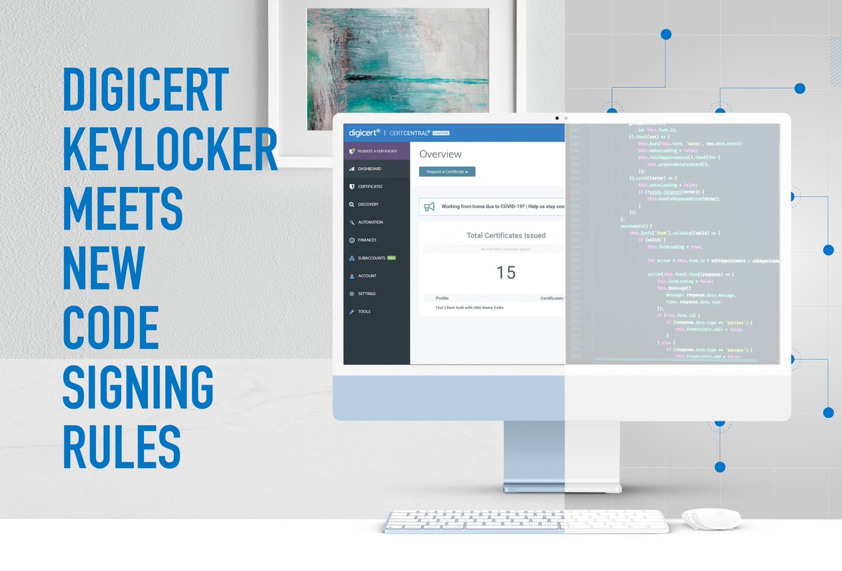 digicert's tweet image. Announcing DigiCert Keylocker: A convenient, easy to access, inexpensive way to comply with new CA/B Forum changes for code signing private keys 🔑

Learn more: digicert.com/blog/announcin…

#compliance #codesigning