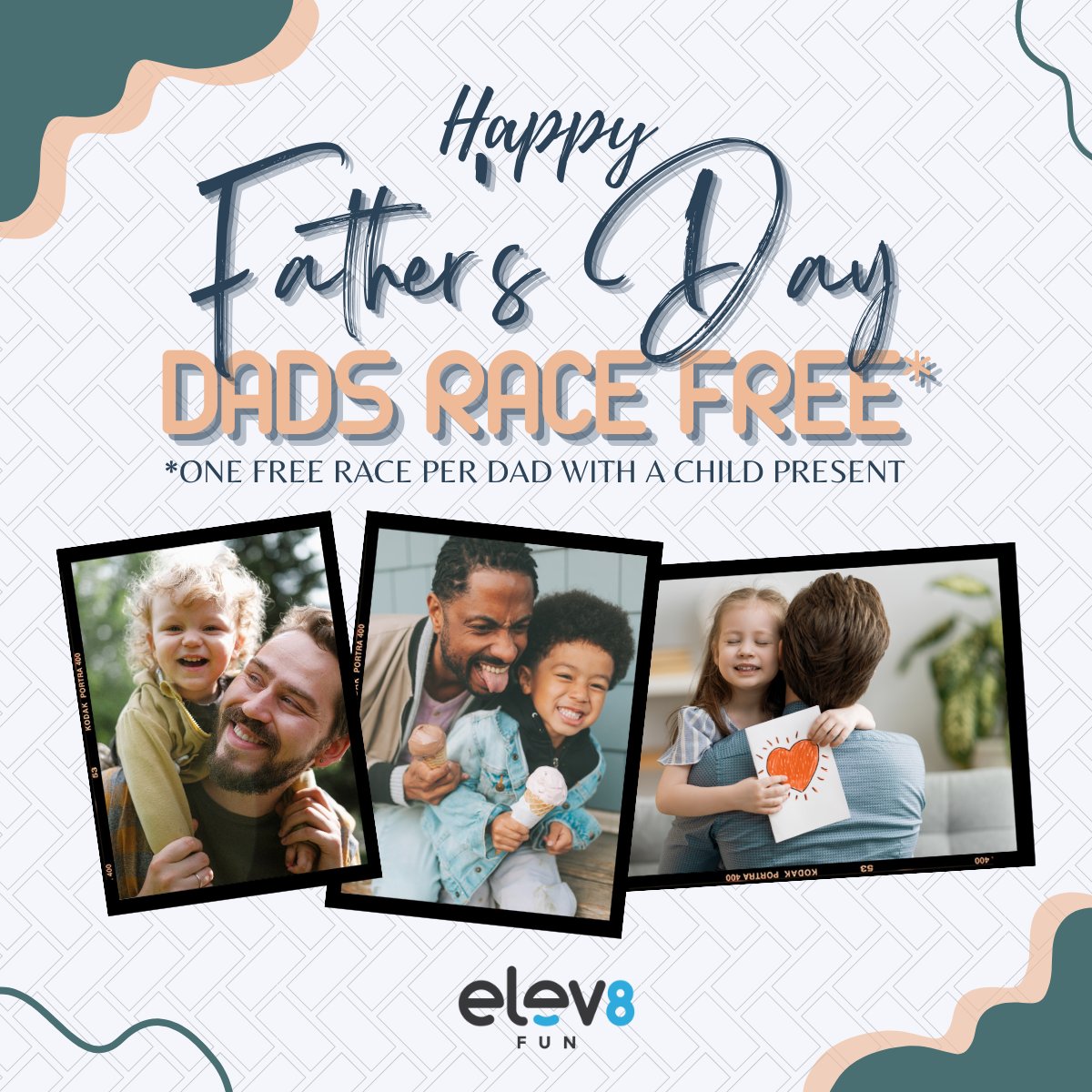 Elev8FunOrlando's tweet photo. Dads race FREE this Father's Day! Race on Sunday, June 18 to enjoy some heart-racing thrills with Dad on our state-of-the-art go-kart track. Child must be present to redeem free race. Plan your visit today: https://t.co/8InE7OREXe https://t.co/yP9yO52fdU
