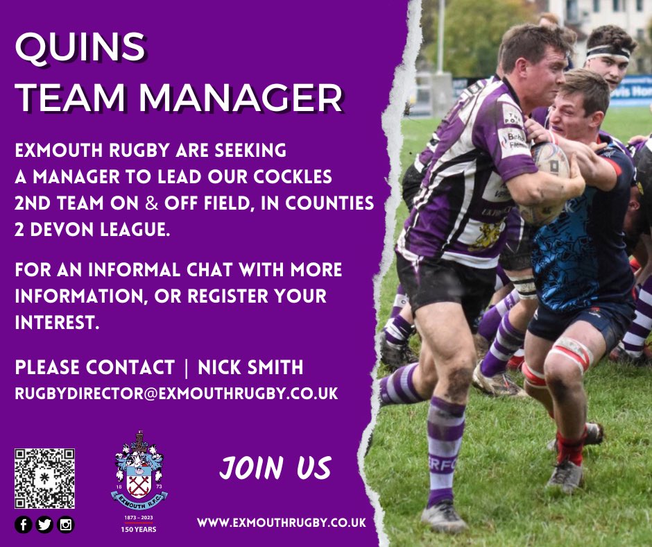 ExmouthRFC's tweet photo. 🟣⚪️⚫️ CHECK THIS OUT …
👉🏼 More info 🔗 https://t.co/OVIVj0hnIa
#rugbyfamily #joinus #cockles💜 https://t.co/Vk3dhX0oHj