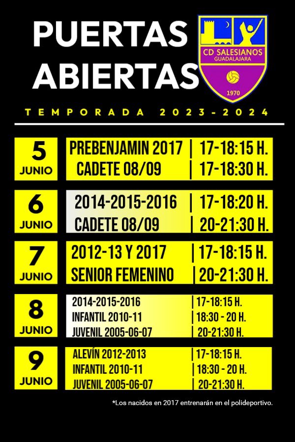 JORNADAS DE PUERTAS ABIERTAS PARA LA TEMPORADA 2023-2024 💛⚽️
