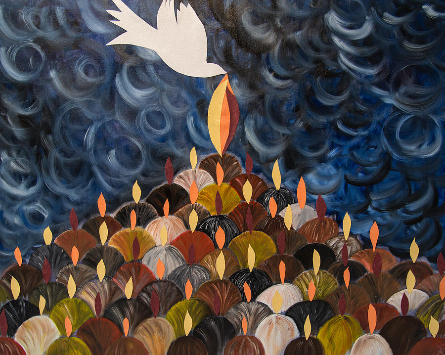 I will pour out My Spirit on all My people by Marianne Gonzales-Sims
#DivinityArrived #soulfulart #artandfaith #apaintingeveryday
#LoveCameDown #betweenstories #lenten #40dagentijd #PalmSunday #HolyWeek #stilleweek #goodfriday #HolySaturday  #resurrection #ascension #Pentecost