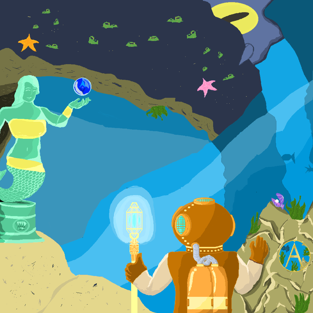 A wonderful rendition of a deep sea diver exploring the depths by our talented <a href="/SilverAce_01/">John</a>