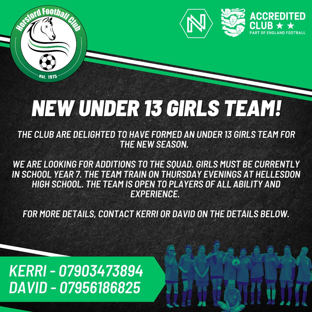 The club are delighted to have formed an Under 13 Girls team for the new season. 

We are looking for additions to the squad. Girls must be currently be in school year 7. The team train on Thursday evenings at Hellesdon High School. The team is open to players of all ability and…