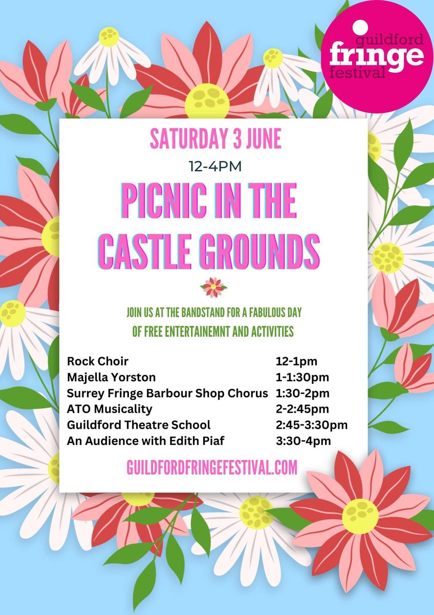 Free entertainment this Saturday for all the family with us and Guildford in Bloom at the Castle Grounds.