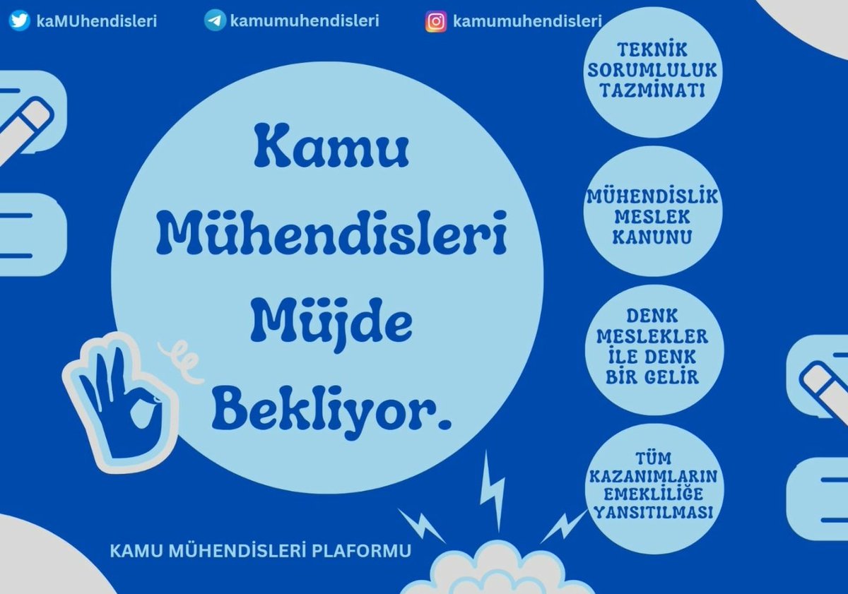 @mehmetacar_tr Çok güzel özetlemişsiniz. Teşekkür ederiz. Kamu Mühendisleri çalışmaların bir an önce tamamlanmasını  bekliyor. Taleplerimiz dengi meslekler ile ( doktor, hakim) benzer ücrete kavuşmak ve mühendislik kanununun çıkarılmasıdır. 
@kaMUhendisleri