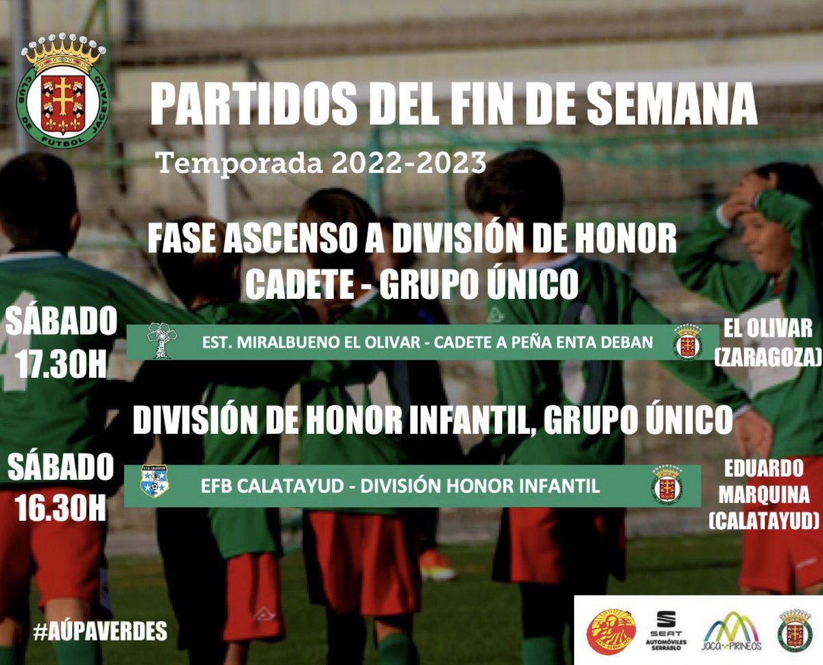 Poco a poco nuestro fútbol base va acabando la temporada! Estos son los partidos de este finde! ⚽️