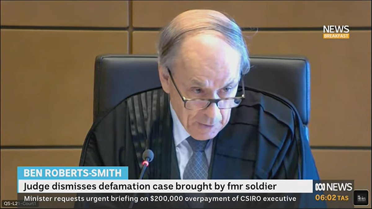 I'm catching up on #NewsBreakfast from the top, but couldn't go past this shockingly pointless combover on Federal Court justice Anthony Besanko. 
The specs are from an earlier era, too. 
At least the tie is okay. 
#GenderBalancingClothingCommentary