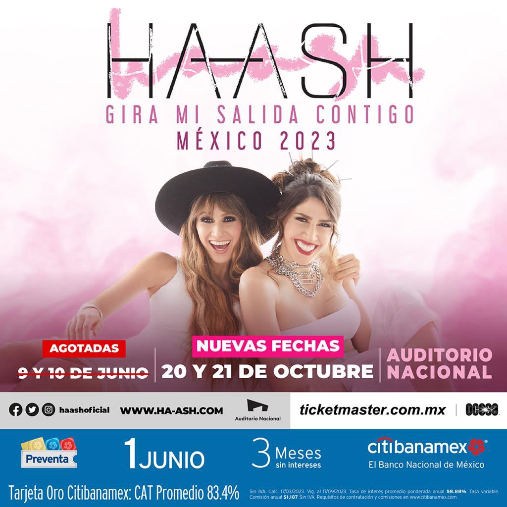 haashoficial's tweet photo. Yeeeeiii!! Ya está la #PreventaCitibanamex para nuestros siguientes Auditorio Nacional
20 y 21 de octubre 😍💃🏻❤️‍🔥💃🏻 ¡Emoción máxima! 
🎟: https://t.co/9Hhd0qJVkY https://t.co/nKR8uYhdw4