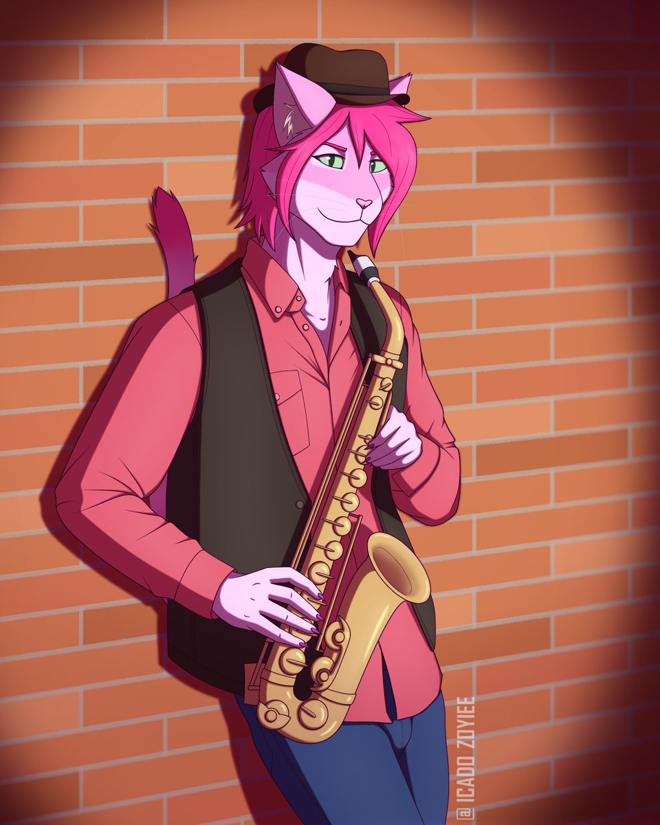 icado_zoyiee's tweet photo. Tarvis Munteanu 🐱🩷
My new nb cat oc, they’re a new member of the Exodus band. They play the sax 🎷

#furry #art #digital #cat #lgbt https://t.co/JasIi1rfho