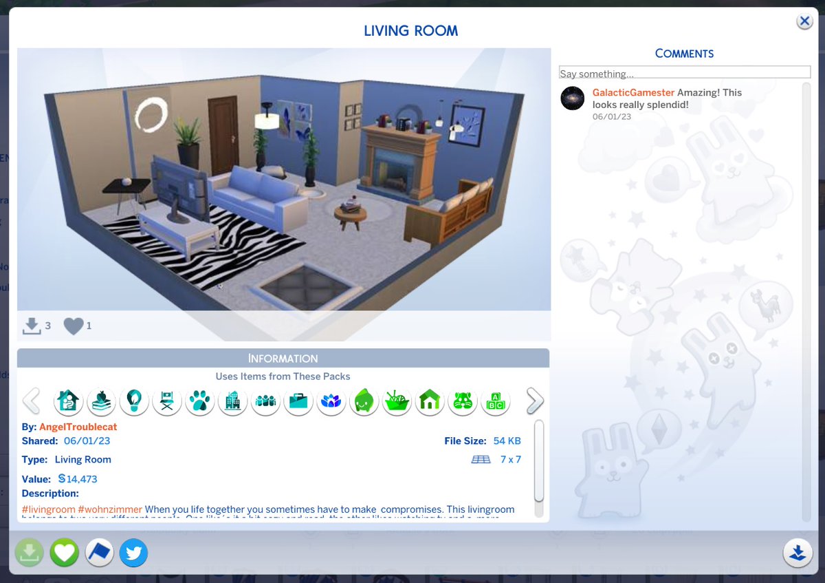 WillieLineveldt's tweet photo. Good day Maxis and fellow Simmers. Here are my nominations for #maxisfav on #Sims4: These are fantastic and creative creations:
EMBERS by #WickedWarden1001
HAPPY PRIDE STARTER HOME by #tomi1sh
GREEK STYLE BEDROOM by #Chezzah7
LIVING ROOM by #AngelTroublecat
Big big thanks. https://t.co/AzhSgwxl1u