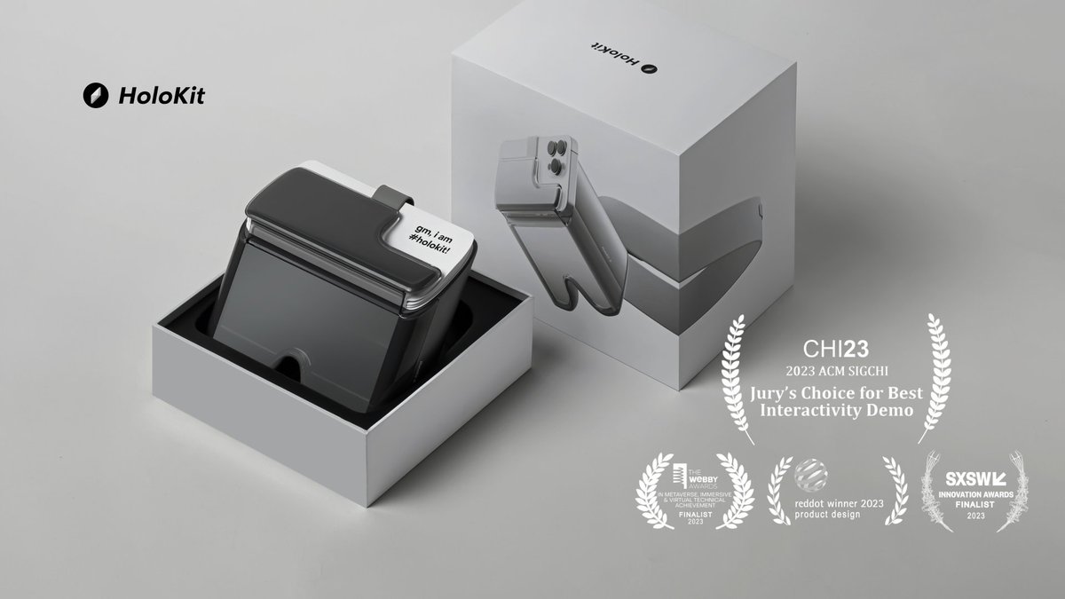 holokit's tweet photo. 100 free HoloKit X #GIVEAWAY at #AWE2023 

Democratizing #MR: an affordable open-source #AR headset for smartphones invented by @bah_eth

How to win a HoloKit X?
📣 Follow, Retweet &amp; Like
📣 Reply with an emoji or comment 
📣 Claim your HoloKit X at #AWE2023 Booth S31 https://t.co/lLSSHK2mUM