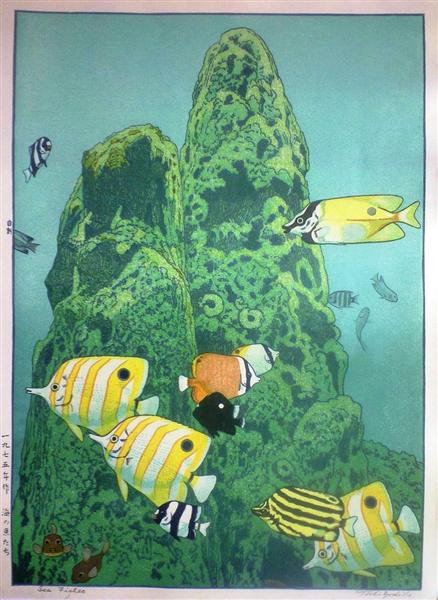 Sea Fishes by Yoshida Toshu, 1975

#shinhanga