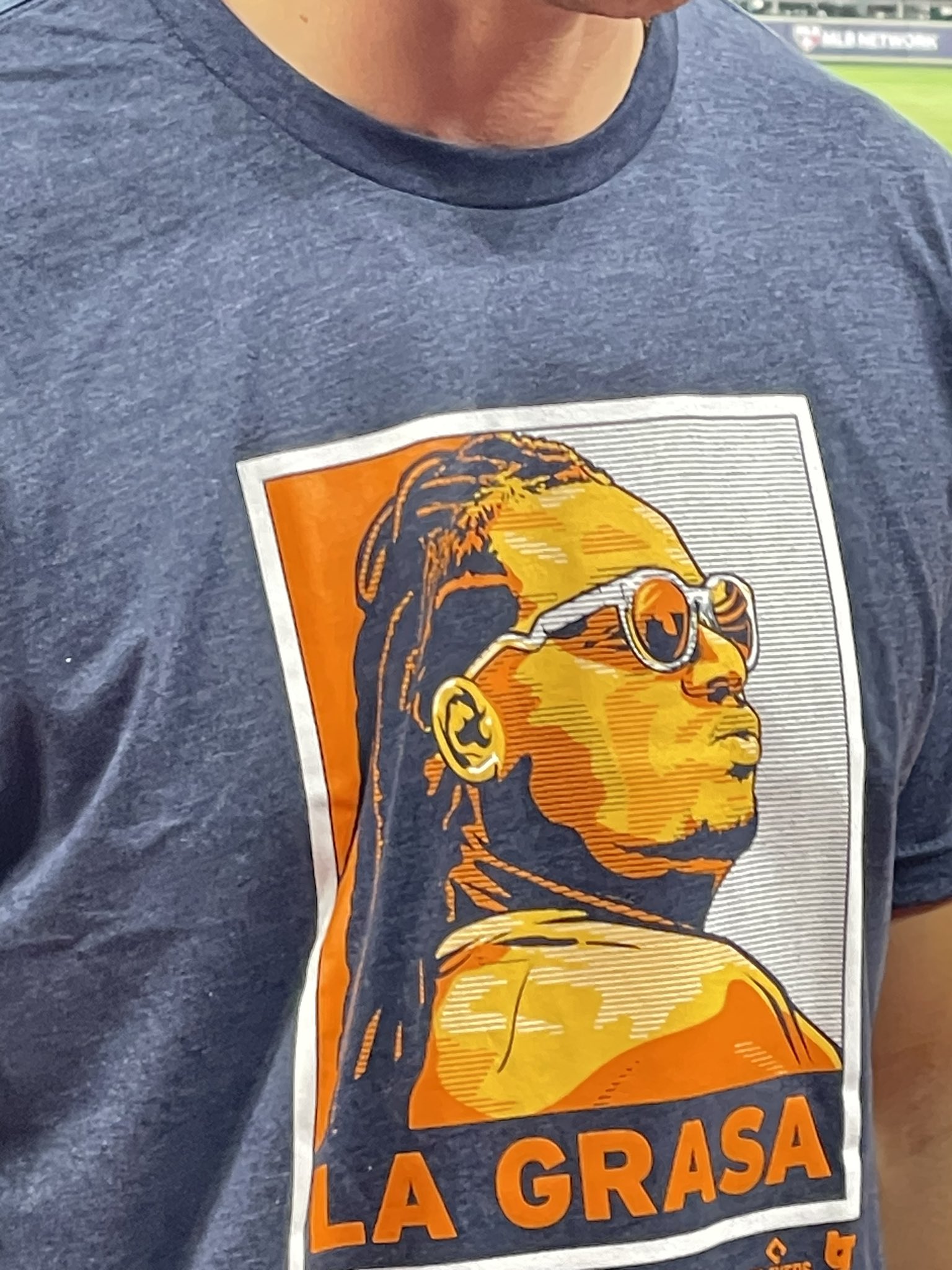 Our Esquina on X: La Grasa! Astros ace Framber Valdez has “el flow,” as  they say. So Mauricio Dubon and some teammates are wearing “La Grasa” t- shirts with Valdez's face on it. #