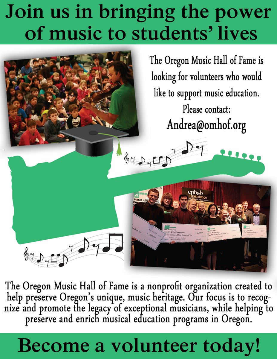 Oregon Music Hall of Fame (@omhof) on Twitter photo We're looking for volunteers! Interested in volunteering for the Oregon Music Hall of Fame, email andrea@omhof.org We're looking for volunteers! Interested in volunteering for the Oregon Music Hall of Fame, email andrea@omhof.org