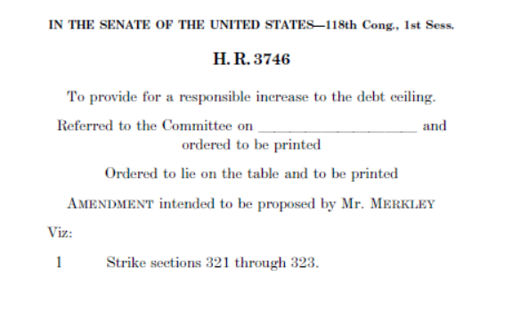 ajeansu's tweet photo. BREAKING: @SenJeffMerkley introduces amendment to strip NEPA rollback provisions out of the dirty #debtceiling bill. This pairs with @SenTimKaine's amendment to strip the #MVP approval. Together, they  eliminate some of the major environmental justice and climate poison pills. https://t.co/DqsMJUxg9R