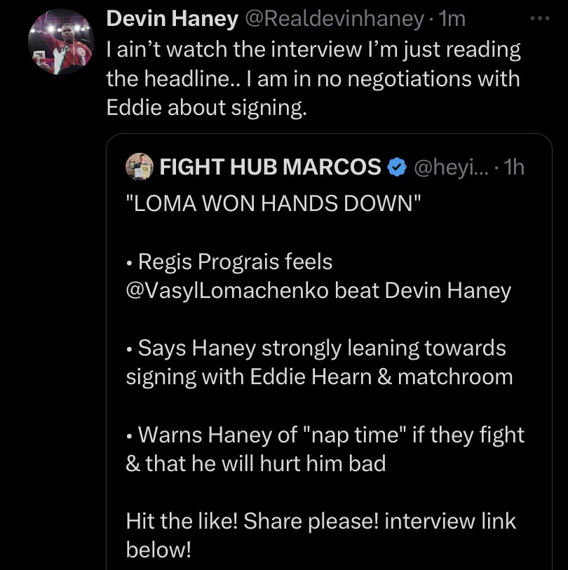 ‼️Devin Haney Responds To Rumors He May Sign With Eddie Hearn & Matchroom Boxing‼️