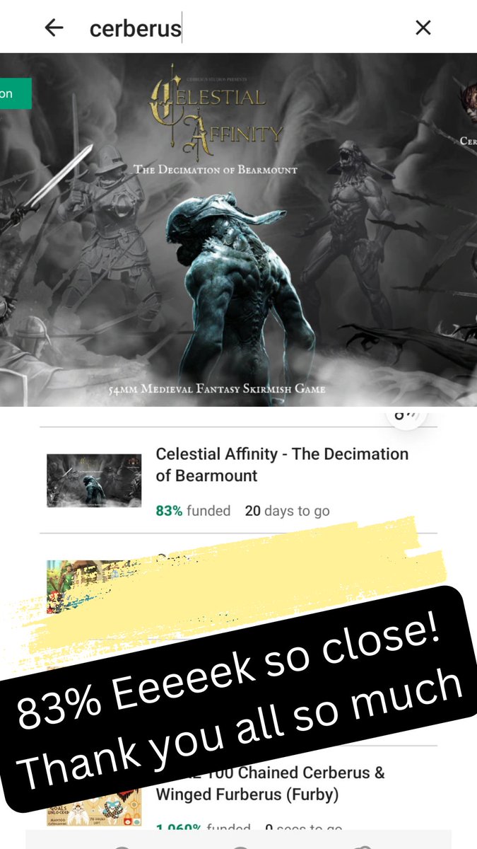StudiosCerberus's tweet photo. Soooo close!!!
Thank you so much to those who have pledged it means so much.

#celestialaffinity #cerberusstudios #newgame #Kickstarter https://t.co/CljKm3FVof