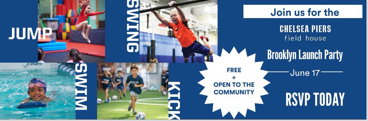 We're excited to open! We invite you to the Chelsea Piers Field House Brooklyn Launch Party.
Enjoy a day of fun with free family-friendly games and activities for all ages!

🗓 June 17
🕰 RSVP to timed entries
📍 Chelsea Piers Field House Brooklyn

eventbrite.com/e/chelsea-pier…