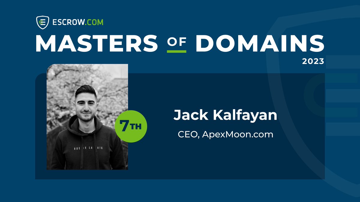 #7 Congratulations to Jack Kalfayan, CEO of @ApexMoon1!🏅 #masterofdomains2023