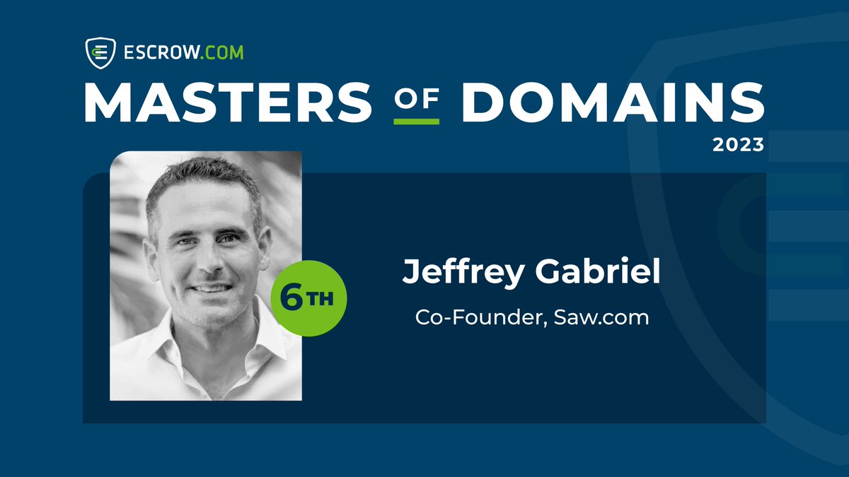 #6 Congratulations to @JeffreyMGabriel, Co-Founder of Saw.com!🏅 #masterofdomains2023