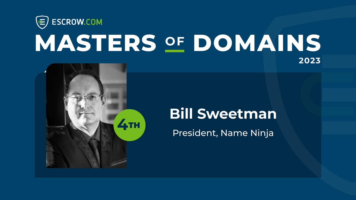 #4 Congratulations to @BillSweetman, President of @NameNinja!🏅 #masterofdomains2023