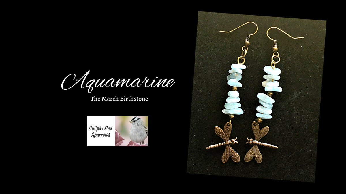 #aquamarinejewelry #aquamarineearrings #marchbirthstone #dragonflyjewelry #dragonflyearrings #goodluckjewelry #goodluckearrings #bluejewelry #blueearrings #bohojewelry tulipsandsparrows.etsy.com