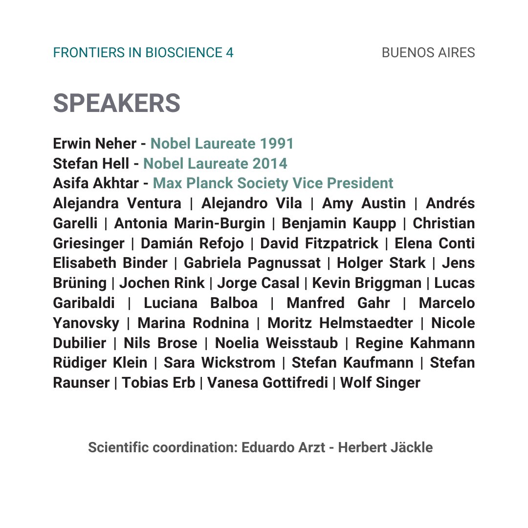 📢 ¡Se viene la 4ta edición del Simposio Fronteras en Biociencia! 
Un encuentro internacional sobre temas de frontera en el ámbito de las biociencias, con destacados científicos y científicas de la Sociedad Max Planck <a href="/maxplanckpress/">Max Planck Society</a> y de centros de investigación del país.