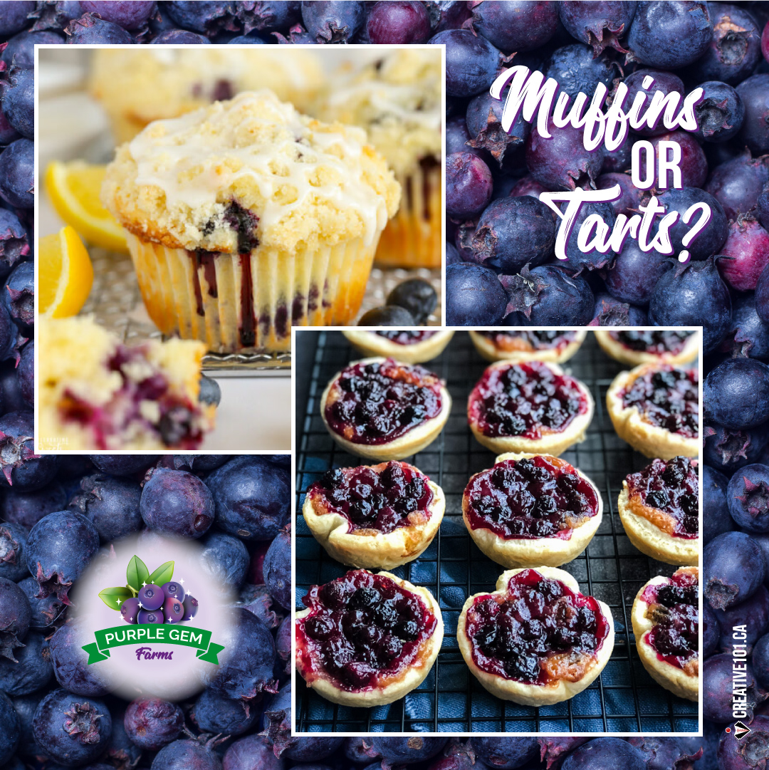 #WouldYouRather have Saskatoon berries in your muffins OR in tarts? 🤔🥰 

How about 'yes please' and take 'em both? 🤣🤣 

Order our berries from the website. purplegem.ca

#SaskatoonBerries #LeducBusiness #BerriesForBakeries #BerriesRetail #NaturesLittleGem