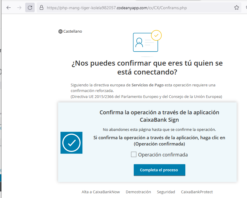 v4ensics's tweet image. The #Formstack phisher is now hosting in the same site a #phishing site targeting @caixabank (h[t]tps://php-mang-tiger-kolela982057.codeanyapp.com/cx/CX/Login.php)