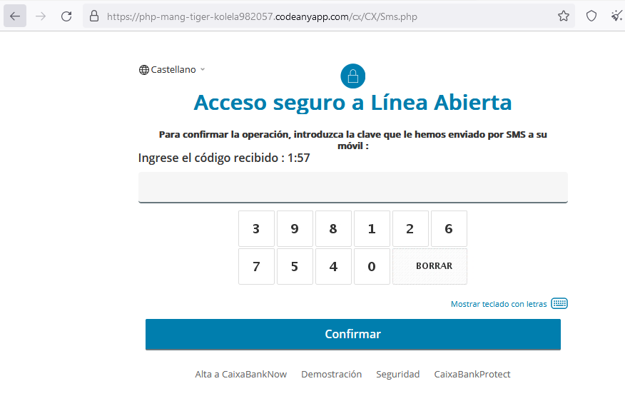 v4ensics's tweet image. The #Formstack phisher is now hosting in the same site a #phishing site targeting @caixabank (h[t]tps://php-mang-tiger-kolela982057.codeanyapp.com/cx/CX/Login.php)