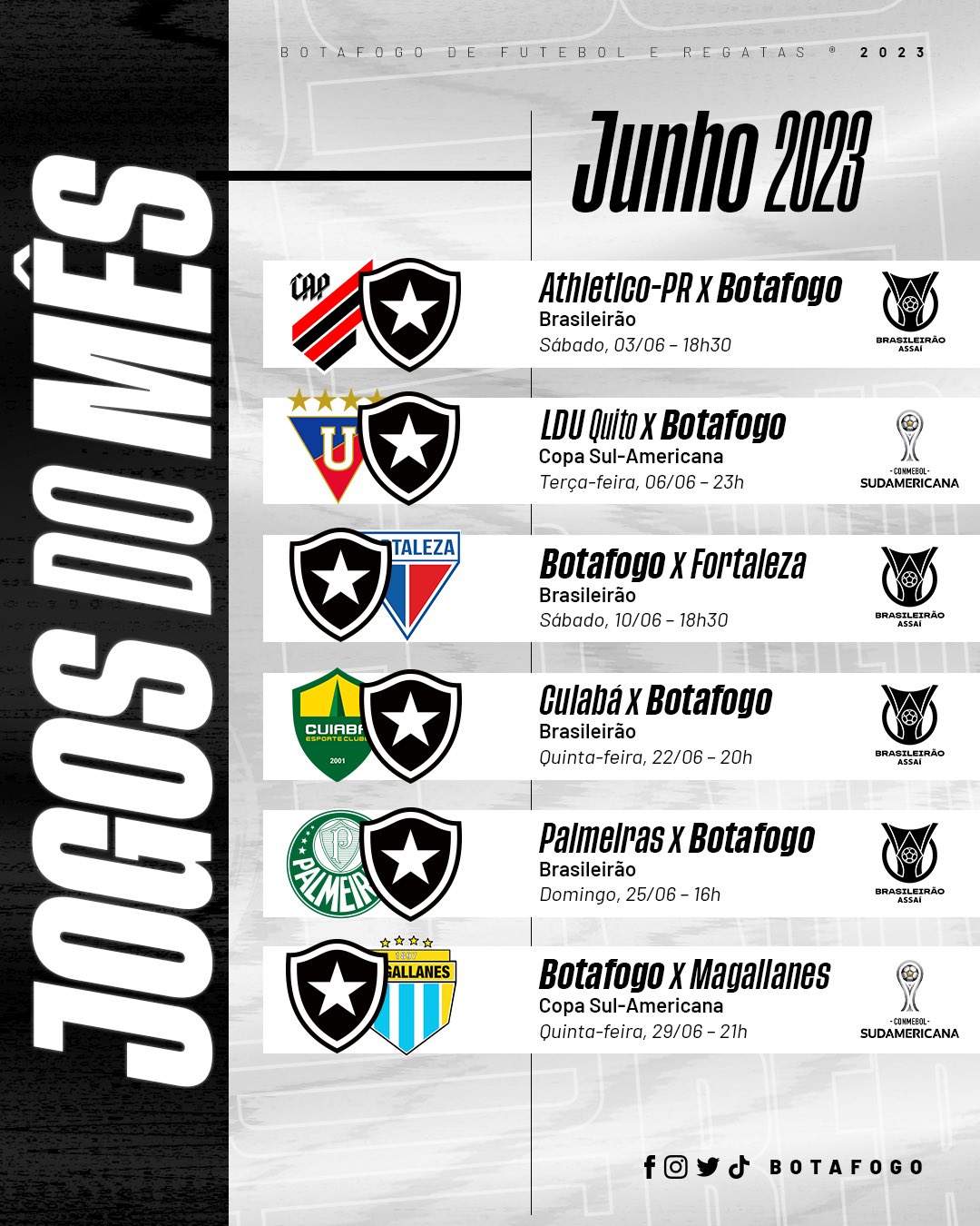 Sequência de 5 jogos dos times do #G6 do #Brasileirao @Botafogo @SE P