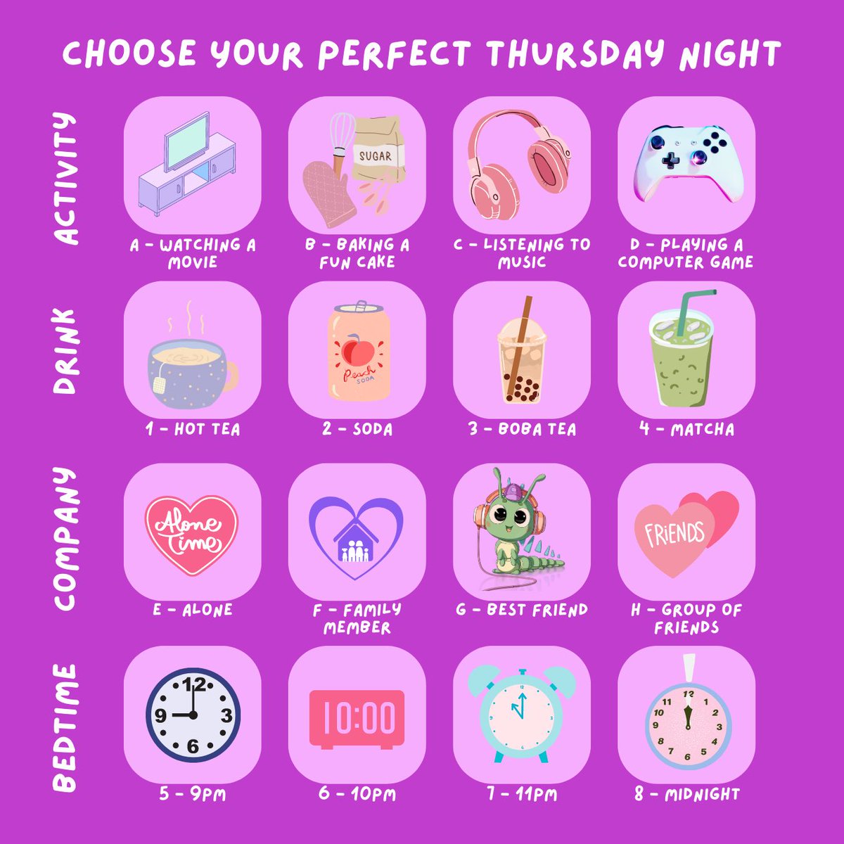 thursdays are for self care and fun🫶💕 pick and choose your night with us!! comment your choices below🐛 

#lofi #lofibeats #chillmusic #chillcaterpillar #relaxingbeats #chillbeats #lofiplaylist #thursday #pickyourown