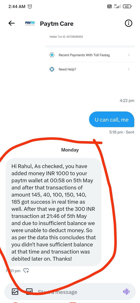 deathlyha's tweet image. Original tweet attached
Ur response in my inbox attached
Wallet balance proof with date and time attached
SS of vehicle crossing toll with date n time attached

AB KYA KEHNA HAI?
@vijayshekhar @Paytm @Paytmcare @consumerforum_ #scammers #paytmmatkaro #avoidpaytm #paytmdoingfraud